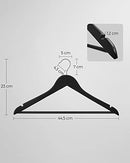 Wooden Hangers, Set of 20, Coat Hangers, Clothes Hangers, with Shoulder Notches, Anti-Slip Trousers Bar, 360° Swivel Hook, for Suits, Shirts, Coats, Black and Silver CRW02B-20