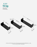 Set of 3 Modern Wall Shelves, Floating Storage Shelving with High Gloss Finish, and Invisible Mounting, Black LWS40BK