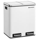 Kitchen Bin, 2 x 15 L Steel Rubbish Bin, Step Bin with Inner Buckets and Handles, Soft Closure, Odour Seal, White LTB30WT