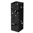 Metal Umbrella Stand, Square Umbrella Holder with Drip Tray and 4 Hooks, 15.5 x 15.5 x 49 cm, Black LUC49B