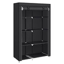 Fabric Wardrobe, Clothes Storage Organiser, 6 Shelves, 1 Hanging Rail, Non-Woven Fabric, Metal Frame, 45 x 105 x 168 cm, for Bedroom, Dressing Room, Black RYG085B02