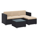 GGF005B03 Balcony Furniture Garden Furniture Set PE Polyrattan Lounge Set with Cushions and Glass Table Patio Furniture Corner Sofa Outdoor for Patio Balcony Garden Black Taupe