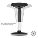 Standing Desk Chair, Standing Stool, Ergonomic Wobble Stool, 360° Swivel Balance Chair, Adjustable Height 60-85 cm, No Assembly Required, Black OSC05BK