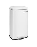 Kitchen Bin 30L, Pedal Bin, Rubbish Bin with Soft-Close Lid and Inner Bucket, Steel, White LTB03WT