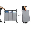 Rolling Laundry Sorter, Laundry Basket with 3 Removable Bags, Laundry Trolley, Toy Organiser on Wheels, Sturdy, 3 x 44L, Grey LSF003GS