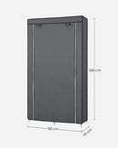 Fabric Wardrobe, Clothes Storage Organiser with 2 Hanging Rails, 6 Shelves, Customisable Design, 88 x 45 x 168 cm, for Bedroom, Department, Grey RYG84G