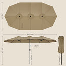 Double-Sided Parasol Umbrella 4.6 x 2.7 m, Extra Large Garden patio Parasol, Twin Sun Shade Canopy, UPF 50+ Protection, Crank, For Market Outdoor Garden Terrace, No Base, Taupe GPU36BR