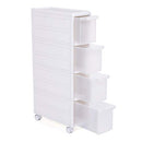 KFR05W 4 Drawer Recess Shelving Unit 2 Piece Separately Use Kitchen Shelving Bathroom Shelving Unit Stand Utility Trolley with Wheels 84.5cm High White