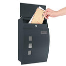 Mailbox, Wall-Mounted Lockable Post Letter Box with Viewing Windows, Nameplate, and Keys, Easy to Install, Anthracite Grey GMB030G02
