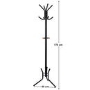 Stylish Metal Coat Rack Stand Hanger 12 hooks 176 cm Black RCR17B