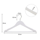 Kinder-Kleiderbügel aus Massivholz, 20 Stück, mit Steg und Kerben, 360° drehbarer Haken, weiß, 35 cm