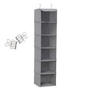 Hanging Storage with 6 Shelves Wardrobe Closet Organiser + 2 Clips, Grey 30 x 30 x 130 cm (W x D x H) RCH06G