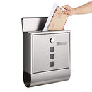 Mailbox, Wall-Mounted Post Letter Box, Capped Lock with Copper Core, Newspaper Holder, Viewing Windows, and Nameplate, Easy to Install, Silver GMB020S02