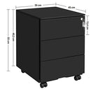 Mobile File Cabinet, Lockable, with 3 Drawers, Hold Documents, Stationery, Pre-Assembled, for Office, Home Office, 39 x 45 x 55 cm (L x W x H), Matte Black OFC63BK