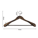 Suit Hangers, Solid Wood Hangers with Broad Ends Non-Slip Trouser Bar, Set of 6 for Outfits, Shirts, Coats, Jackets, Trousers, Pants, 360° Swivel Hook, Dark Walnut CRSH06V