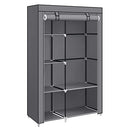 Fabric Wardrobe, Clothes Storage Organiser, 6 Shelves, 1 Hanging Rail, Non-Woven Fabric, Metal Frame, 45 x 105 x 168 cm, for Bedroom, Dressing Room, Grey RYG085G02