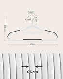 Set of 50, Durable Plastic Non-Slip Design, Space-Saving Hangers, Thickness of 0.5 cm, 360° Swivel Hook, Length of 42 cm, White and Dark CRP020W02, ABS, Light Grey, Standard