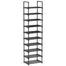 Shoe Rack, 10-Tier Metal Shoe Storage Organiser, Customisable Design, Metal Frame, Space-Saving Rack, for Dressing Room, Hallway, 30 x 45 x 174 cm, Black LSA25BK