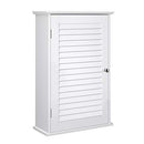 Wandschrank, Hängeschrank für Badezimmer, Medizinschrank mit verstellbarem Einlegeboden und Rollladentür, 40 x 16 x 60 cm, Holz, Weiß BBC24WT