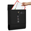 Mailbox, Wall-Mounted Post Letter Box, Capped Lock with Copper Core, Newspaper Holder, Viewing Windows, and Nameplate, Easy to Install, Black GMB020B02
