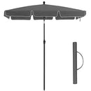 Rectangular Balcony Parasol 2 x 1.25 m, UPF 50+ Protection, Tilting Sunshade, PA-Coated Canopy, Carrying Bag, Garden Terrace, Base Not Included, Grey GPU25GY