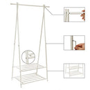 Coat Rack, Coat Stand, Clothes Rack with 2-Tier Storage Shelf for Shoes and Baskets, Metal Frame, Space-saving, Ideal for Bedroom, Entryway, Office and More, White HSR05W