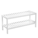 Natural Bamboo 2-Tier Shoe Rack, Shelf for Shoes Plants Books, for Living Room Hallway Bedroom Bathroom, 70 x 26 x 33 cm, White LBS02WT