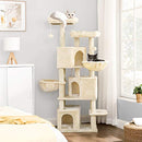 FEANDREA Large Cat Tree with 3 Cat Caves, 164 cm Cat Tower, Beige PCT098M01