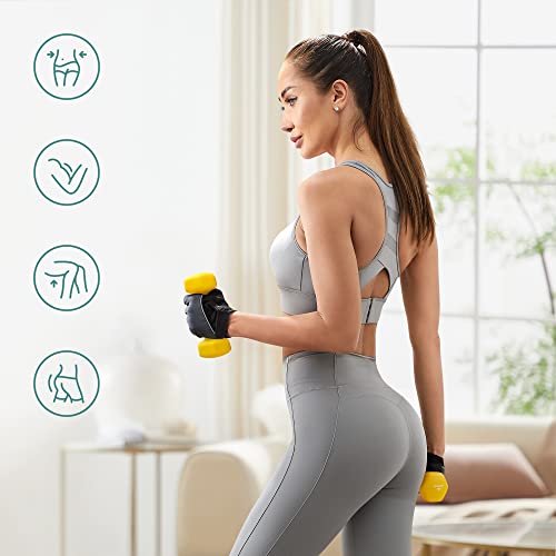 Set of 2 Dumbbells, 2 x 1 kg, Non-Slip Neoprene Hand Weights, with Matte Finish, for Home Workout, Yellow SYL62YL