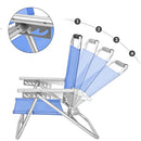 Portable Beach Chair with 4-Position Reclining Backrest, Folding Beach Chair with Armrests, Breathable and Comfortable Fabric, Outdoor Chair, Blue GCB65BU