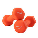Set of 2 Dumbbells, 2 x 1.5 Non-Slip Neoprene Hand Weights with Matte Finish, Home Workout, Fitness Exercise, Orange SYL63OG