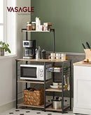 Küchenregal, Stehendes Regal mit Metallkorb, Bäckerregal mit 6 S-Haken und Einlegeböden, Mikrowellenregal, Gewürzregal, für Töpfe und Pfannen, Industriedesign, Eiche Braun/Schwarz KKS035B50