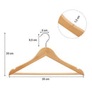 Wood Children’s Hangers, 20-Pack Kid’s Clothes Hangers, with Trousers Bar, Shoulder Notches, 360 Degree Swivel Hooks, 35 x 1.2 x 20 cm, Natural CRW006-20