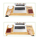 Laptop-Schreibtisch aus Bambus, klappbarer Betttisch, für Linkshänder, Rechtshänder, höhenverstellbare Sofaablage, 72 x (21-29) x 35 cm (B x H x T), mit 5 Neigungswinkeln, Luftlöchern, klein Schublade