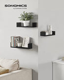 Set of 3 Modern Wall Shelves, Floating Storage Shelving with High Gloss Finish, and Invisible Mounting, Black LWS40BK