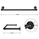 Wall-Mounted Clothes Rail, Industrial Pipe Hanging Rail for Clothes, Space-Saving, Heavy-Duty, 92 x 30 x 7.5 cm, Easy Assembly, for Small Space, Black HSR67BK