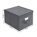 Set of 3 Foldable Storage Boxes with Lids, Fabric Cubes with Label Holders, Storage Bins Organiser, 40 x 30 x 25 cm, Grey RFB03G