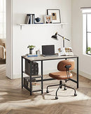 Computer Desk, Writing Desk with 2 Shelves on Left or Right, Work Table for Office Living Room, Steel Frame, Industrial, Greige and Black LWD47MB