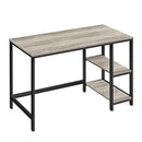 Computer Desk, Writing Desk with 2 Shelves on Left or Right, Work Table for Office Living Room, Steel Frame, Industrial, Greige and Black LWD47MB