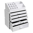 Large Acrylic Make up Organiser, Stackable Cosmetic Box with 6 Drawers, for Palette, Brush, Foundation, Lipstick, Nail Polish, Hairpins, Great Gift for Loved Ones, White JKA009WT