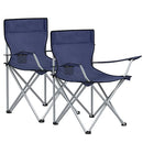 Folding Camping Chairs, Set of 2 Outdoor Chair, with Armrests, Cup Holder, Portable, 120 kg Capacity, for Camping, Garden, Fishing, Beach, Balcony, Dark Blue GCB01IN