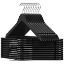 Wooden Hangers, Set of 20, Coat Hangers, Clothes Hangers, with Shoulder Notches, Anti-Slip Trousers Bar, 360° Swivel Hook, for Suits, Shirts, Coats, Black and Silver CRW02B-20
