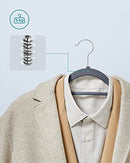 Velvet Hangers, Set of 20 Clothes Coat Hangers, Non-Slip, with Tie Bar and 360° Swivel Hook, Space-Saving, 0.6 cm Thick, 43.5 cm Long, for Dresses Trousers, Light Grey CRF20VX