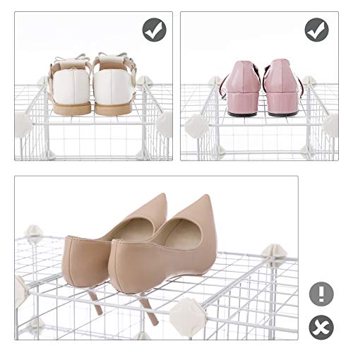 Modular Shoe Rack 15 Cubes, DIY Shelf with Metal Mesh Panels, Wardrobe Cabinet Hallway Bedroom Includes Rubber Gavel, White, LPI44WS