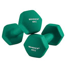 Dumbbells Set, 2 x 4 kg Neoprene Hand Weights, Home Gym Workouts, Waterproof and Non-Slip with Matte Finish, 20.5 x 9 cm, Green SYL68GN
