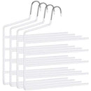 Trousers Hangers, 5-Bar Clothes Hangers, Set of 4, Space-Saving, Open-Ended, Non-Slip Trousers Organisers for Jeans Towels Scarves, White CRI034W02