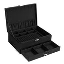 Jewellery Box, Jewellery Case, 2 Levels with a Drawer and Key, for Rings Watches Necklaces Earrings, Black JBC156B01