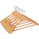 Suit Hangers, Set of 6, Solid Wood Contoured Hangers with Extra Wide Shoulders, Non-Slip for Outfits, Shirts, Coats, Jackets, Trousers, Pants, 360° Swivel Hook, Natural Colour CRSH06NL