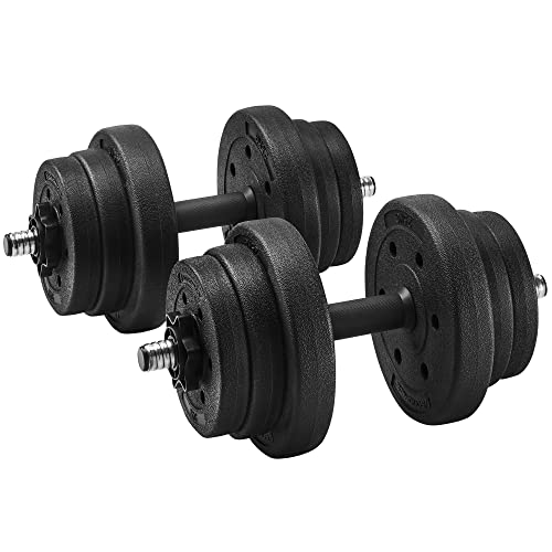 Set of 2 Dumbbells, 2 x 10 kg, Adjustable Weights, for Men Women Workout, Fitness Training, Weight Lifting at Home Gym, Black SYL20HV1