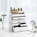 Large Acrylic Make up Organiser, Stackable Cosmetic Box with 6 Drawers, for Palette, Brush, Foundation, Lipstick, Nail Polish, Hairpins, Great Gift for Loved Ones, White JKA009WT